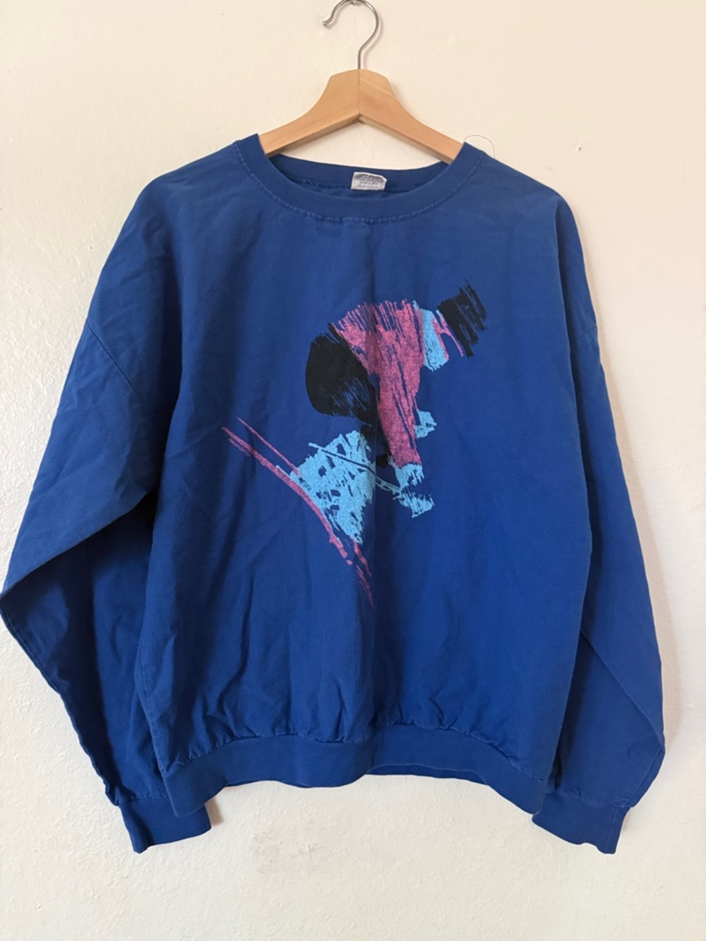 Crazy Shirt Hawaii Ski Graphic Long Sleeve Cotton Shirt in Blue Sz M
